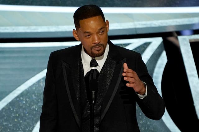 <p>Will Smith tearfully accepted the Best Actor award after he hit Chris Rock  </p>