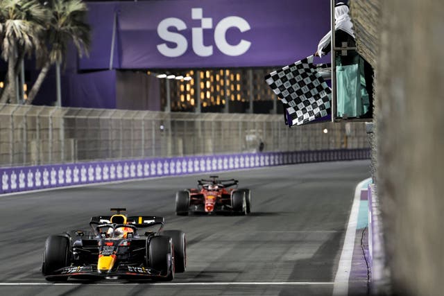 <p>Max Verstappen pipped Charles Leclerc late on at the Jeddah Circuit </p>