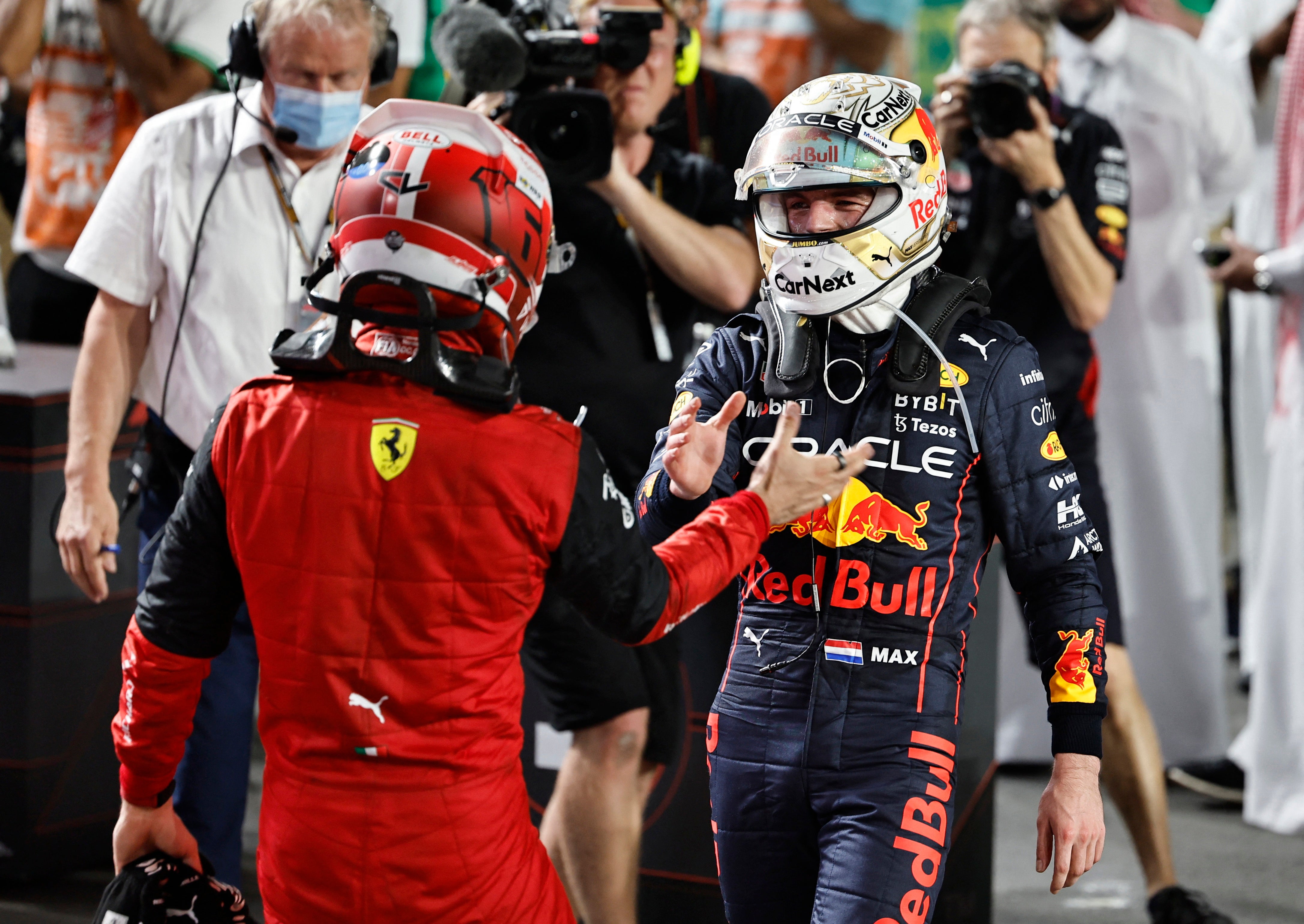 Charles Leclerc (left) is leading a Ferrari resurgence
