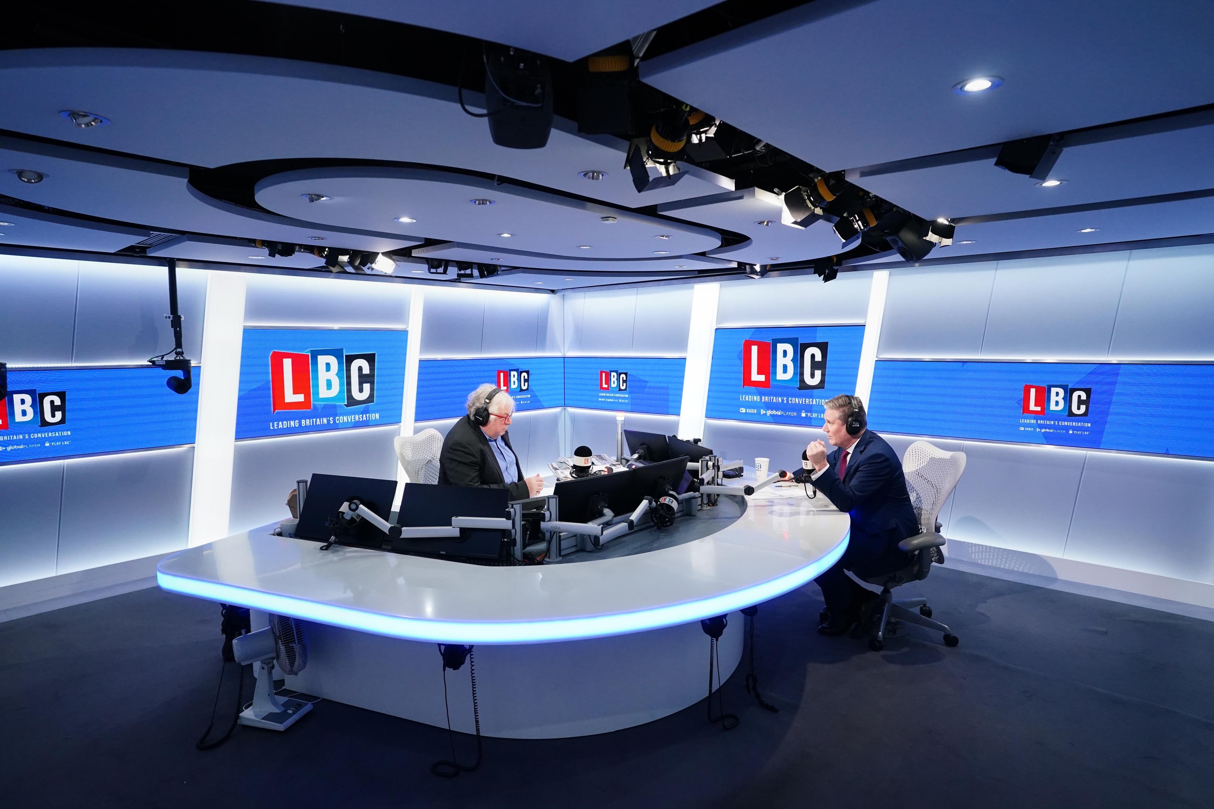 Labour leader Sir Keir Starmer takes part in Call Keir, his regular phone-in on LBC’s Nick Ferrari at Breakfast show (Ian West/PA)