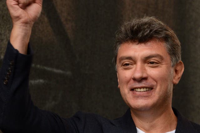 <p>Boris Nemtsov gestures during an anti-Vladimir Putin protest in central in Moscow on 15 September 2012</p>