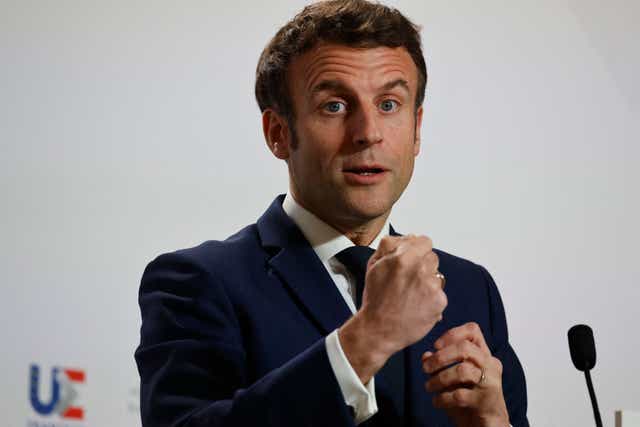 <p>France’s president Emmanuel Macron speaks at a European Union summit in Brussels last week </p>