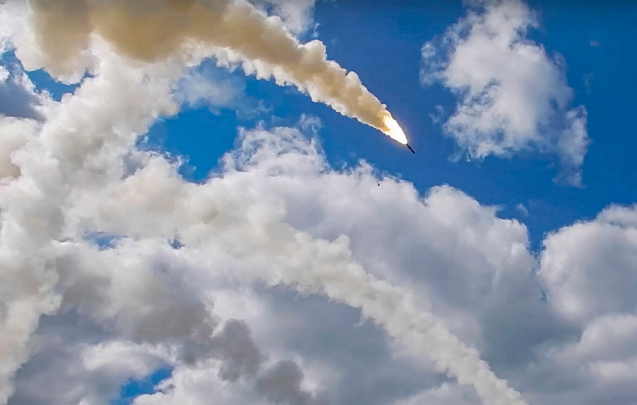 A Russian missile is launched against Ukraine on 23 March 2022