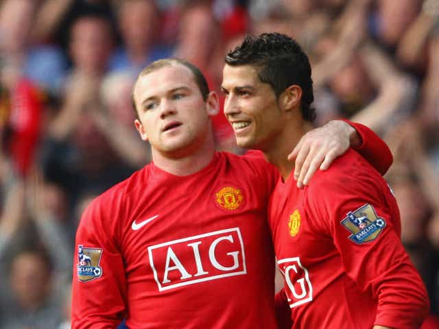 <p>Wayne Rooney (left) was a teammate of Cristiano Ronaldo during the Portuguese’s first spell at Manchester United </p>