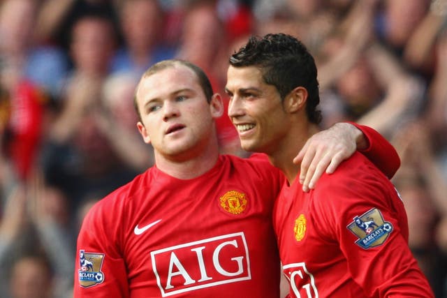 <p>Wayne Rooney (left) was a teammate of Cristiano Ronaldo during the Portuguese’s first spell at Manchester United </p>