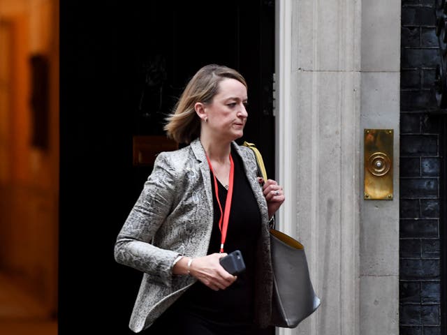 <p>Laura Kuenssberg pictured at No 10 in 2019</p>