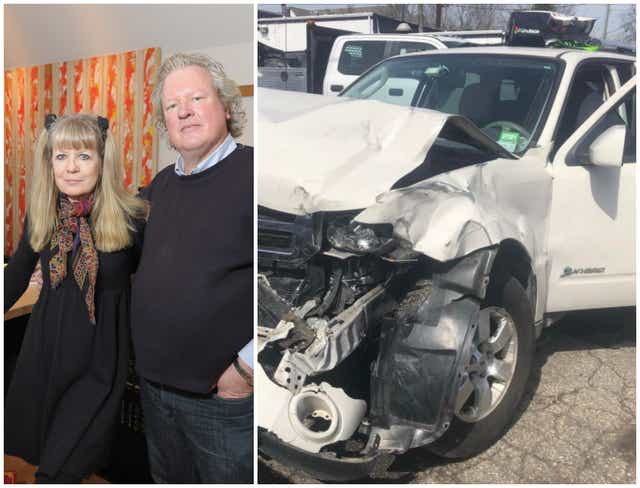 <p>Tina Weymouth and Chris Frantz thanked their ‘guardian angels’ after surviving a serious car crash</p>