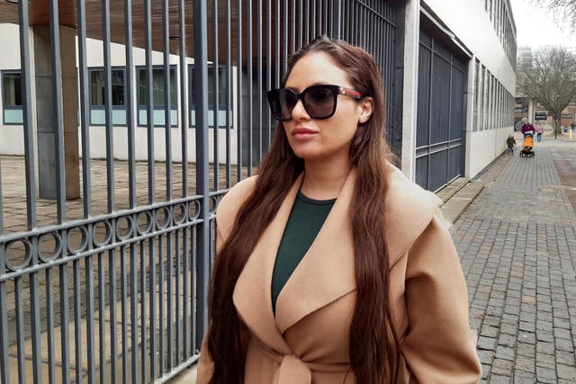 <p>Sherrilyn Speid outside Southend Magistrates’ Court on Monday</p>