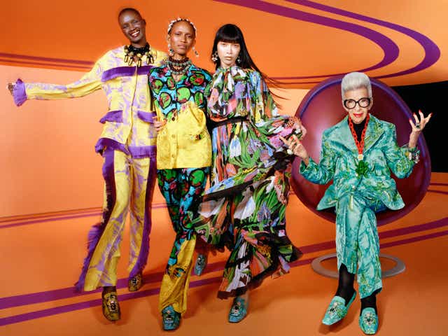<p>Iris Apfel and models in the new H&M campaign</p>