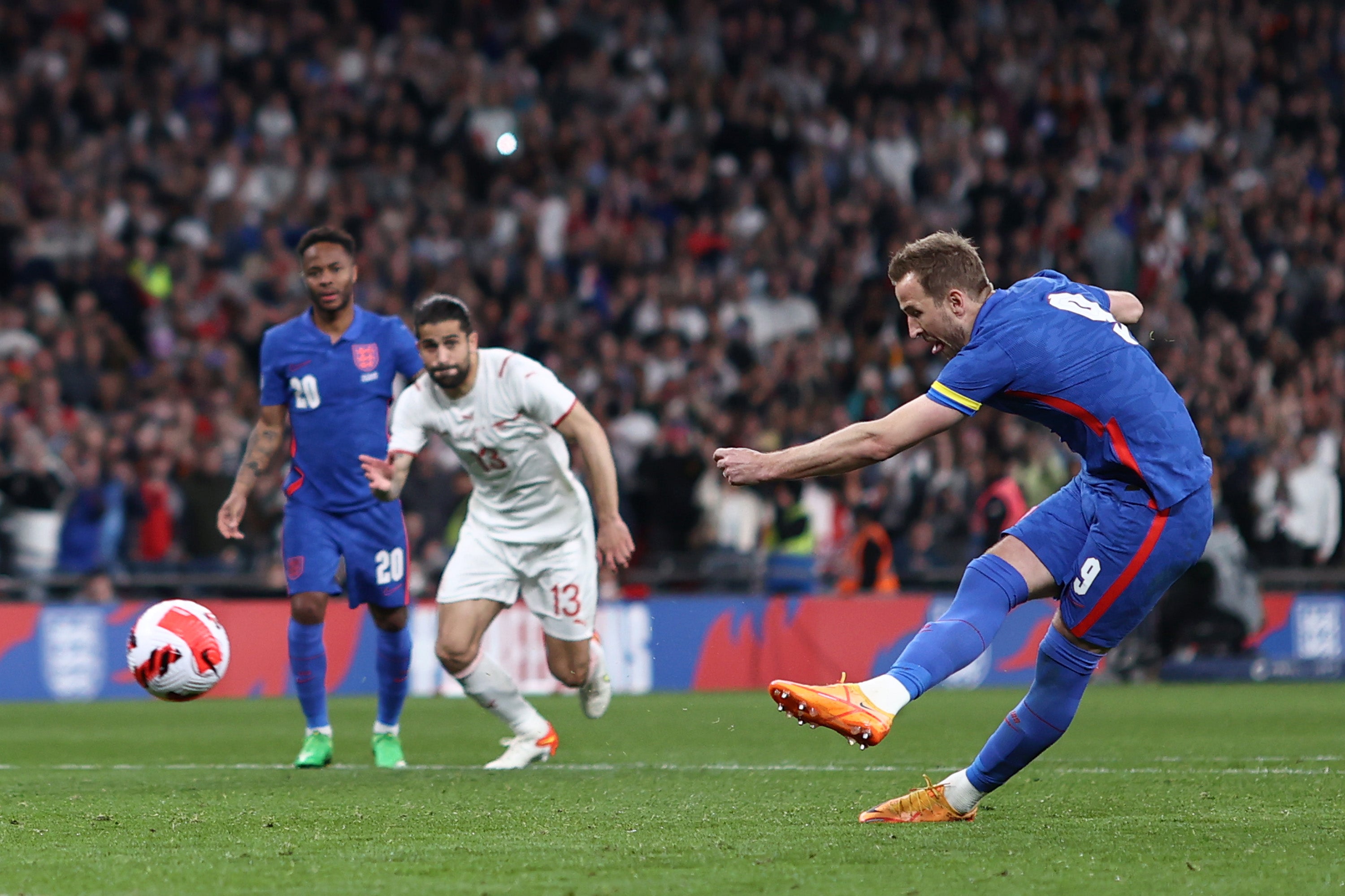 Kane converted a penalty in Saturday’s win against Switzerland – but England’s options seem bare behind their captain