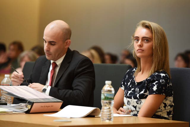 <p>Michelle Carter during her 2017 trial where she was convicted of involuntary manslaughter</p>