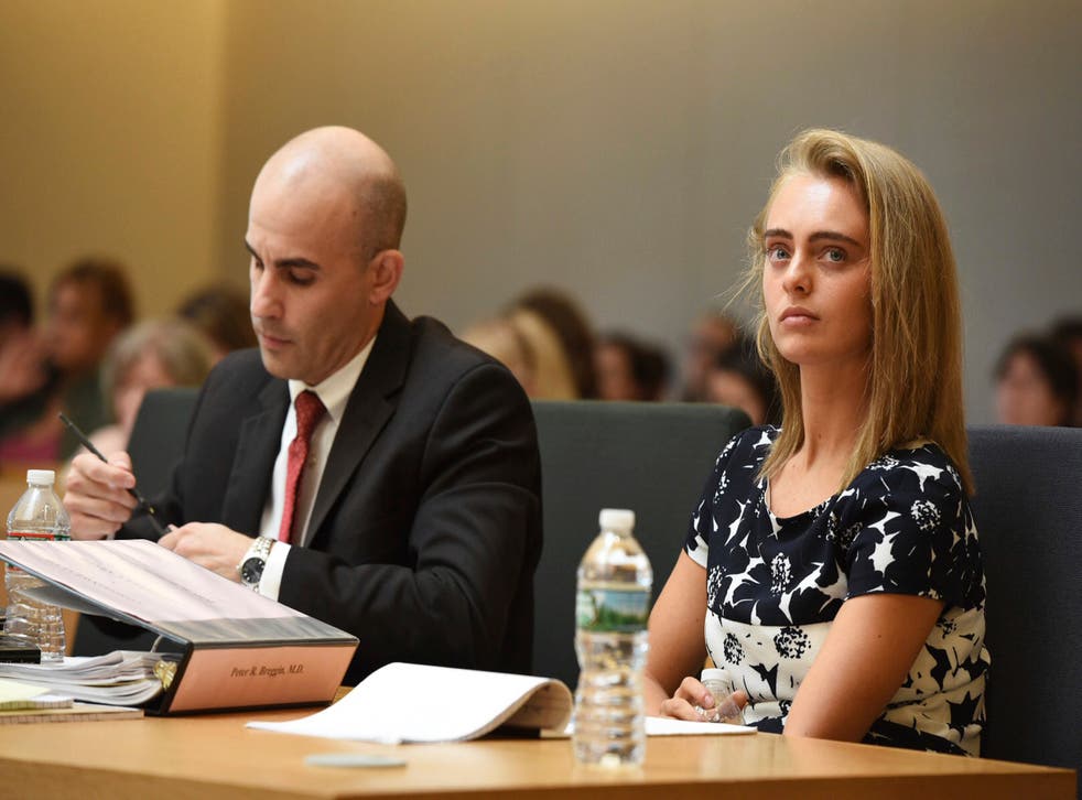 <p>Michelle Carter during her 2017 trial where she was convicted of involuntary manslaughter</p>