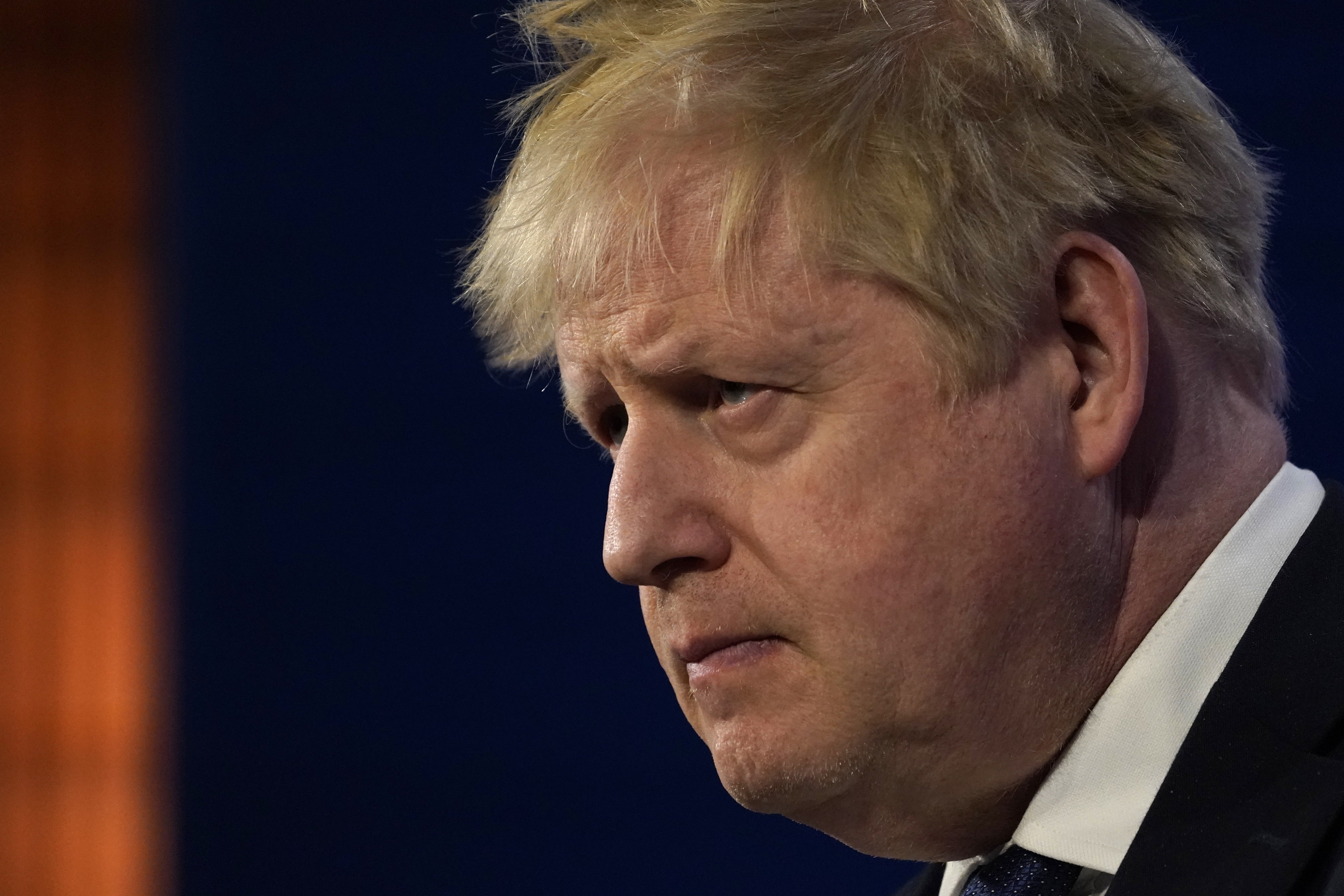 Prime Minister Boris Johnson during a press conference at Downing Street in London (Alberto Pezzali/PA)