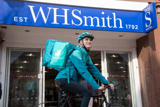 WHSmith and Deliveroo have launched a partnership which will expand to 10 locations (WHSmith/PA)