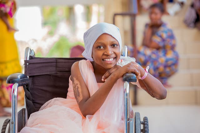 Zainabu Haroub Said travelled almost 400 miles to Muhimbili in Tanzania for skin grafts (KidsOR/PA)