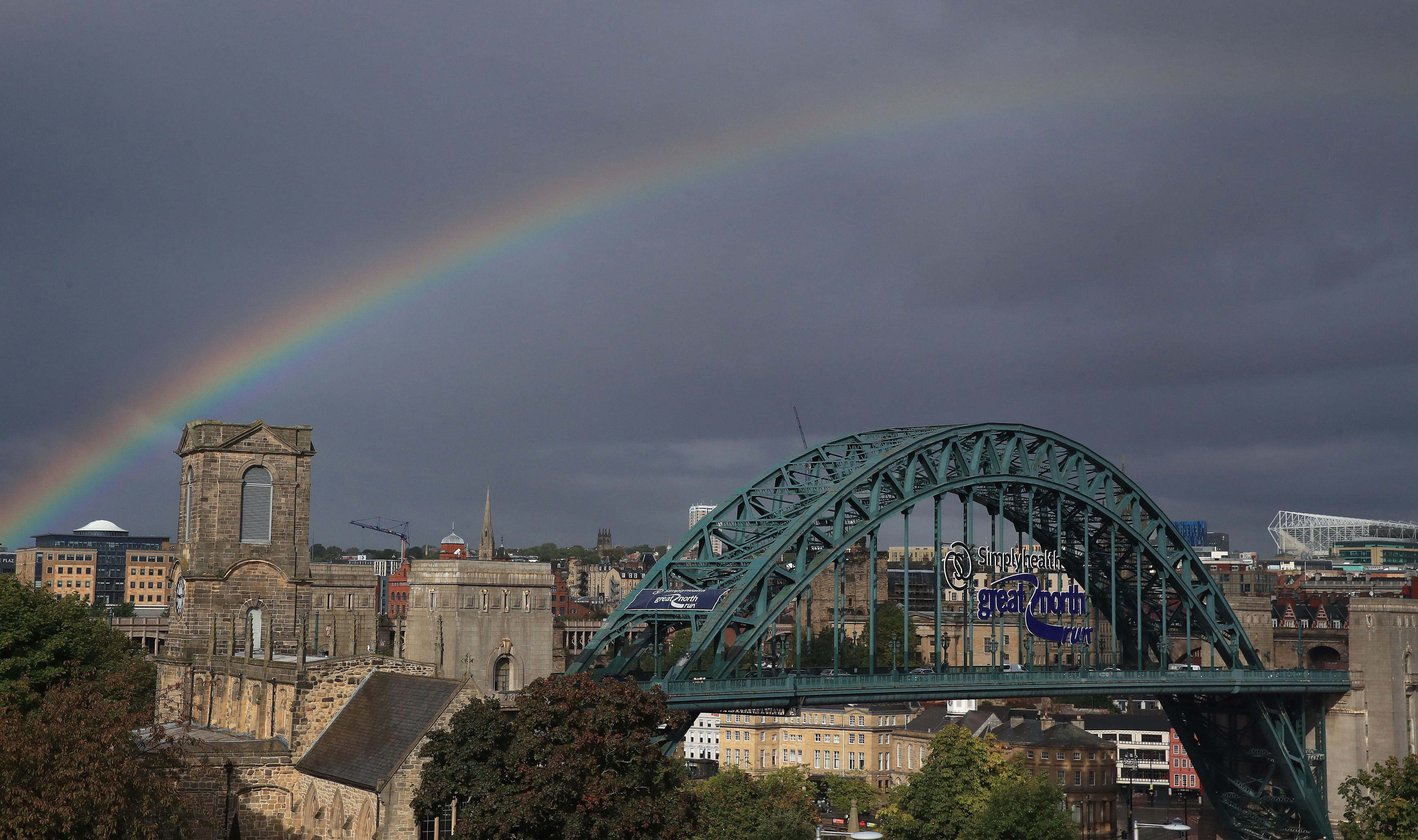 A rainbow over the city of Newcastle, which has seen a jump in home buyer demand since the start of the year, according to Zoopla (Owen Humphreys/PA)