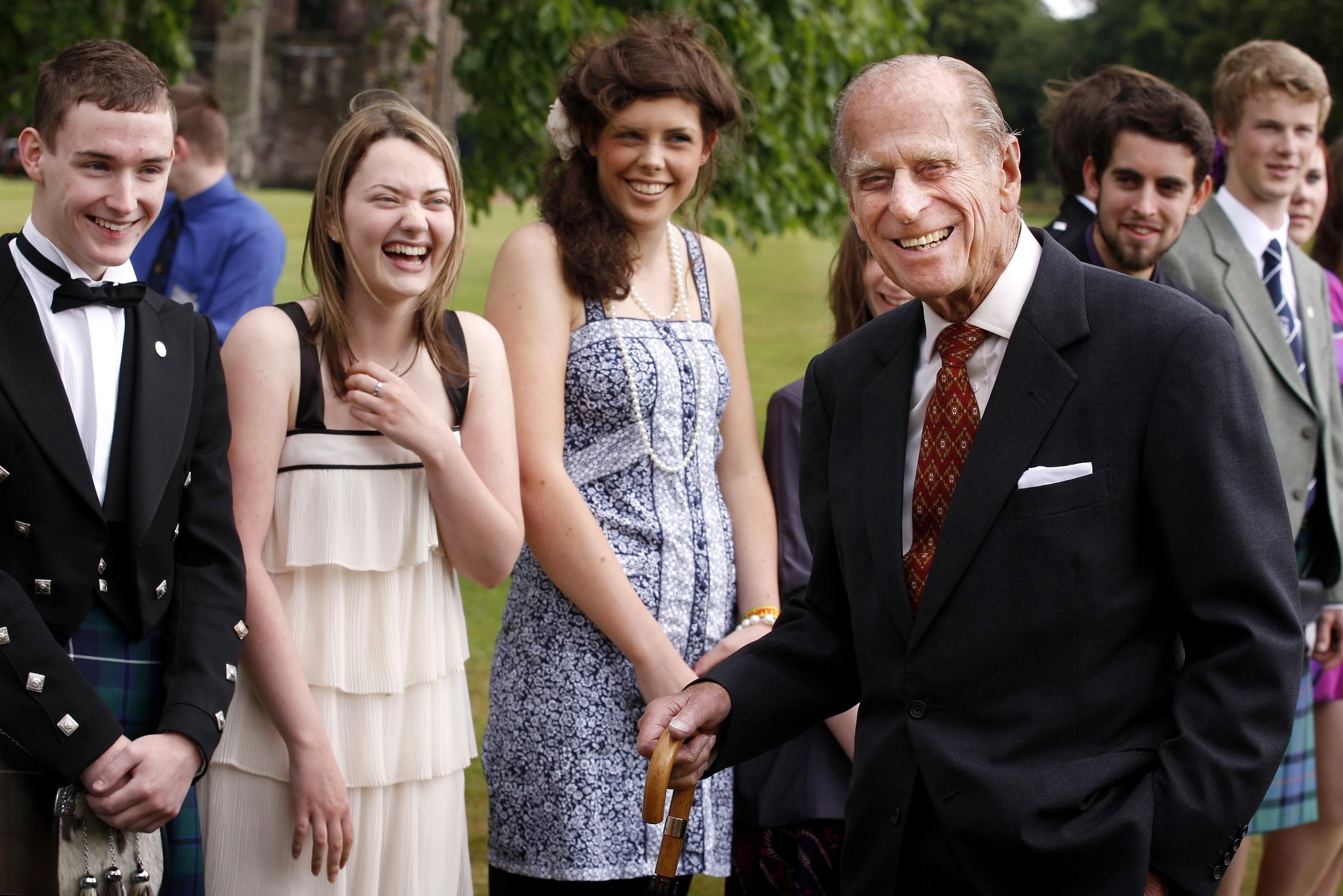 Philip meeting Duke of Edinburgh Gold Award holders in 2010 (Danny Lawson/PA)
