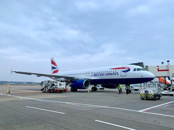 A British Airways jet at Gatwick