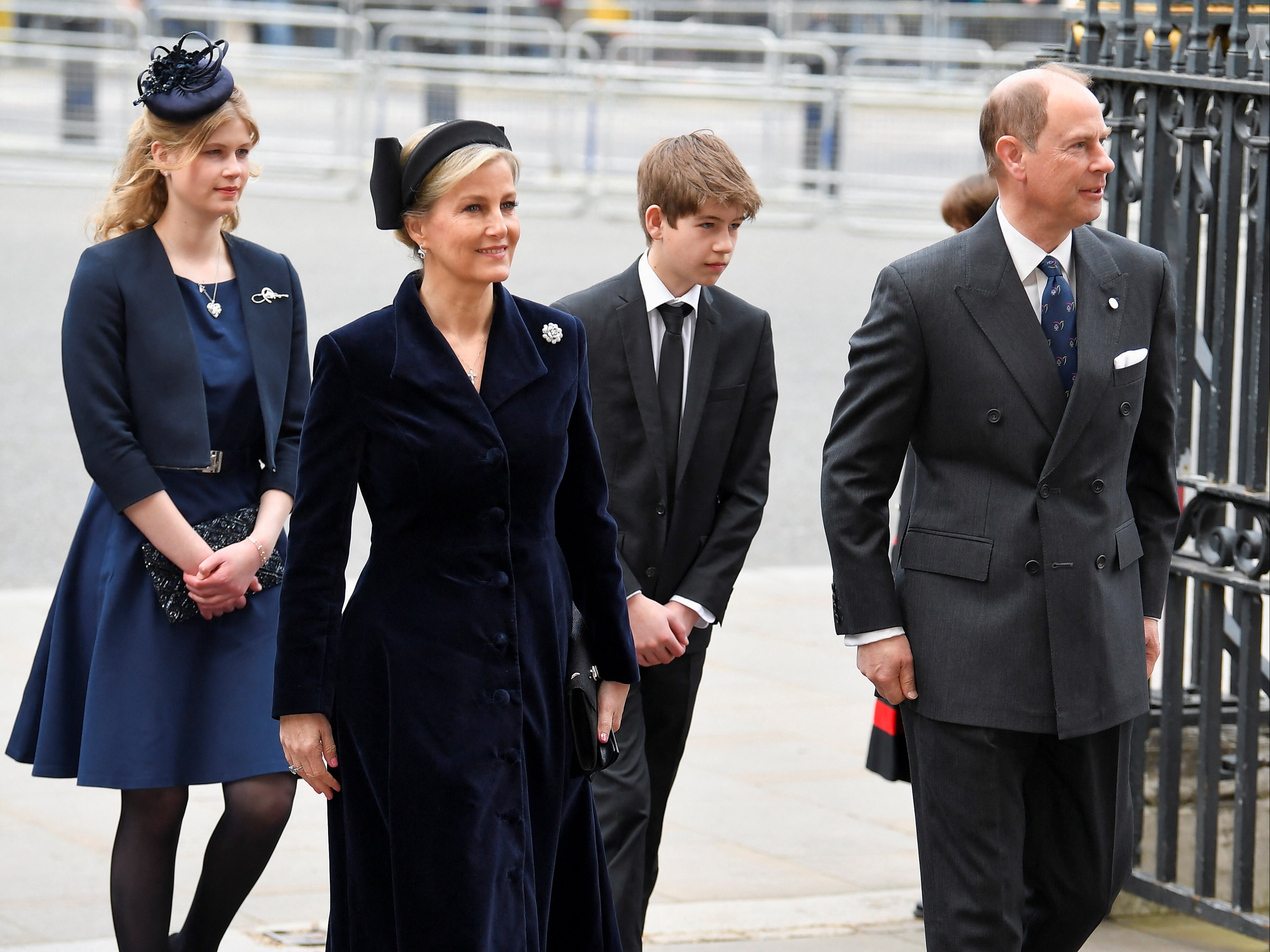 Prince Edward, Earl of Wessex, his wife Sophie, Countess of Wessex, and their children Lady Louise Mountbatten-Windsor, and James, Viscount Severn