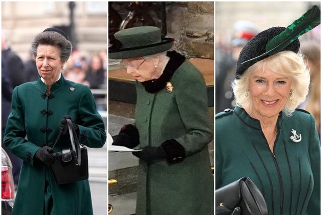 <p>Princess Anna, the Queen and the Duchess of Cornwall wore green</p>