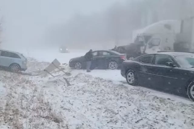 <p>Fiery pileup on Interstate 81 North near 116 mile marker in Schuylkill County, Pennsylvania</p>