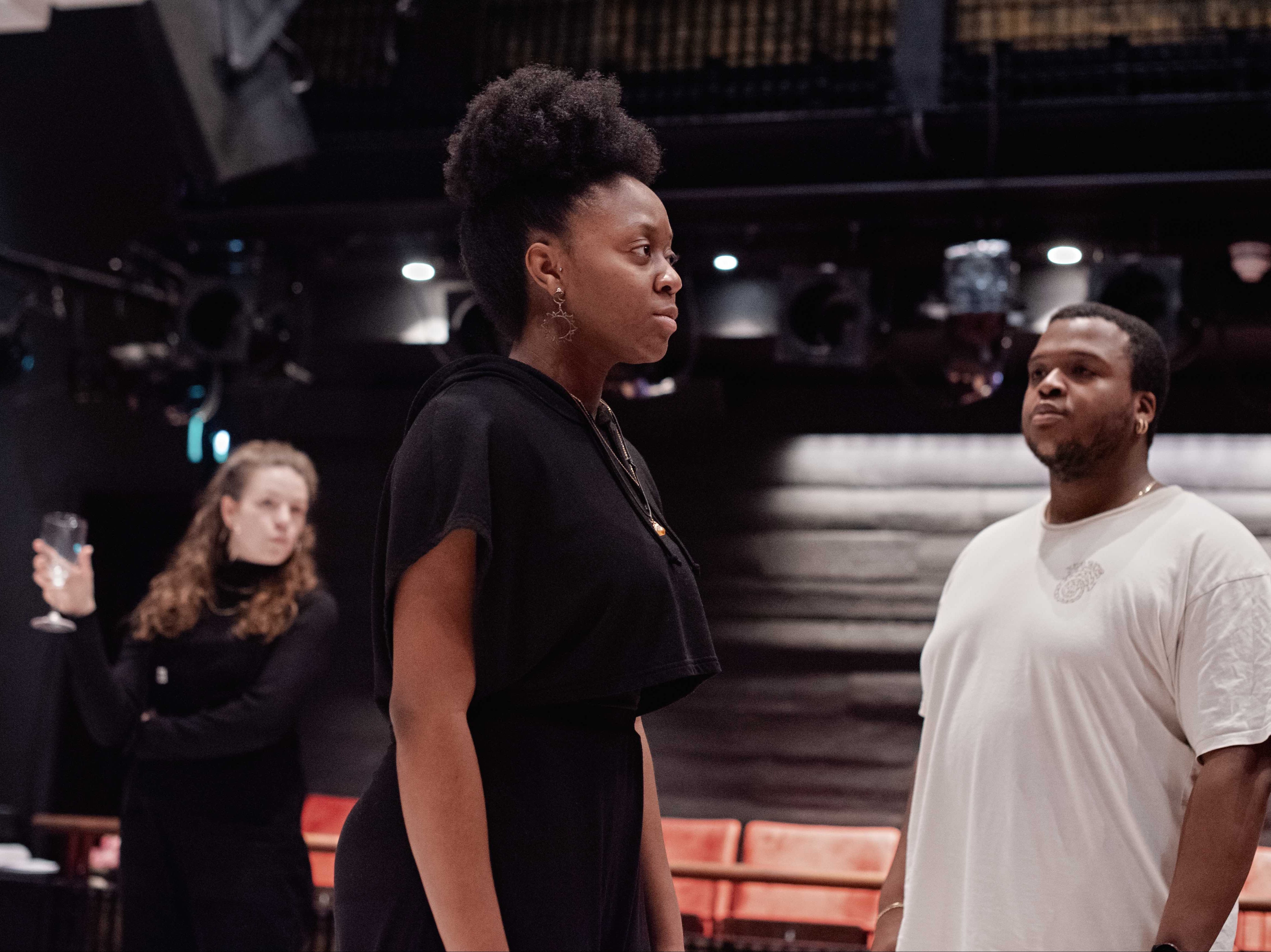 Beth Elliott, Nicholle Cherrie and Nathan Queeley-Dennis in rehearsals for ‘Black Love’
