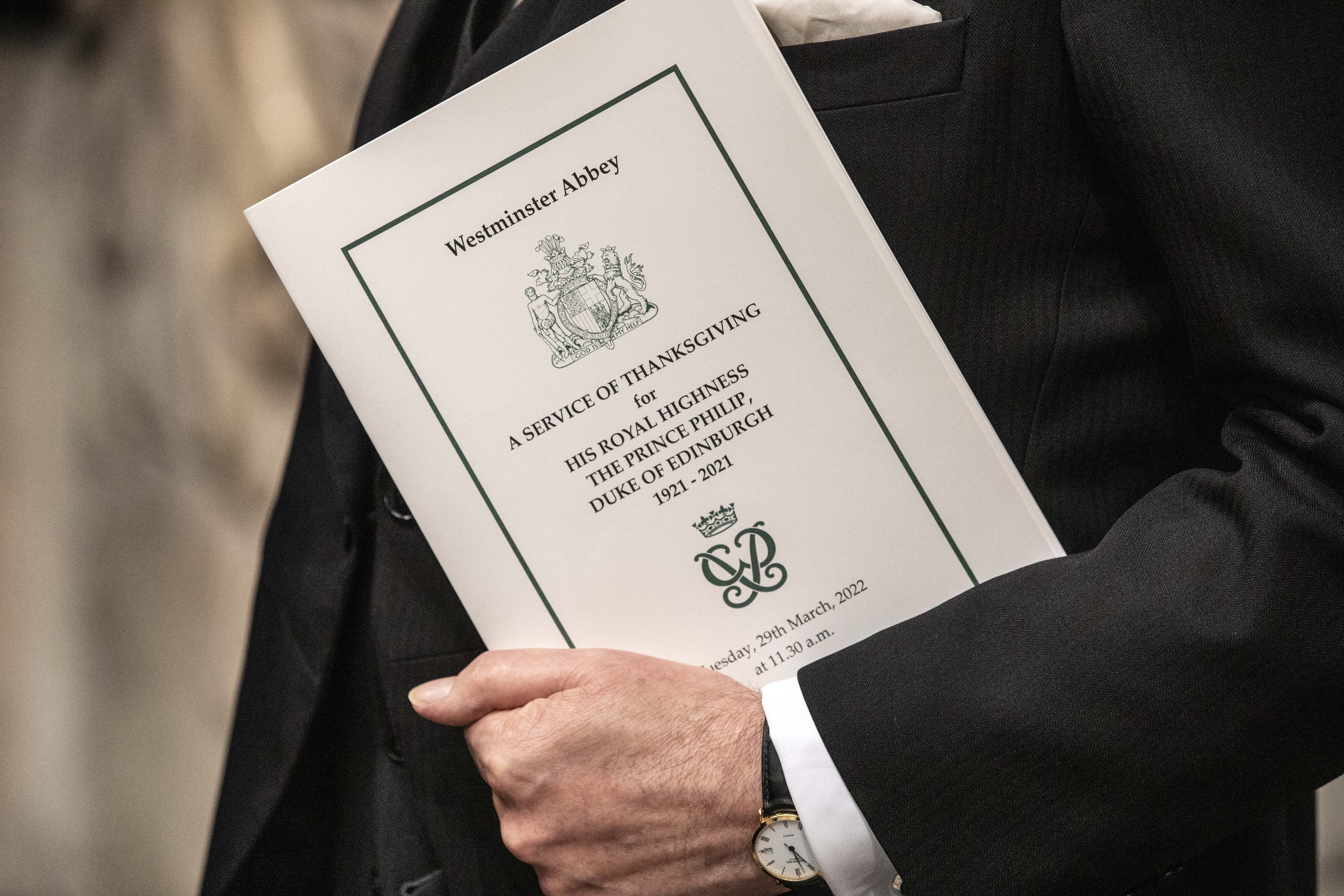 The order of service for a Service of Thanksgiving for the life of the Duke of Edinburgh