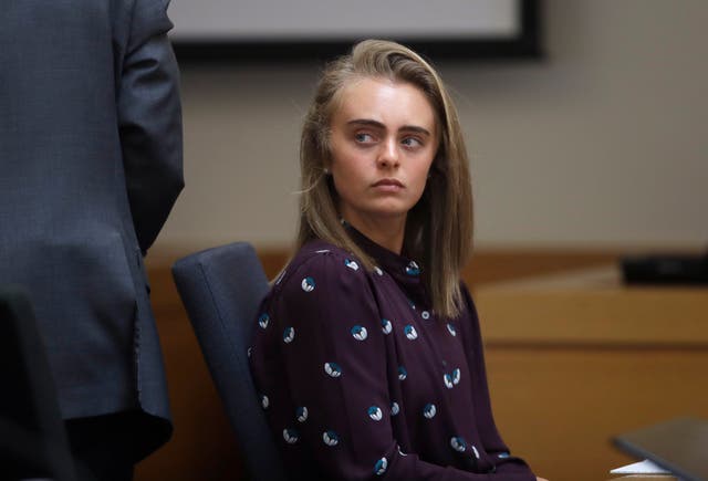 <p>Michelle Carter sits in Taunton District Court in Massachusetts on 8 June 2017 </p>