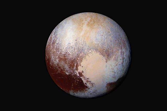 <p>The Dwarf Planet Pluto as imaged by the New Horizons spacecraft in 2015</p>