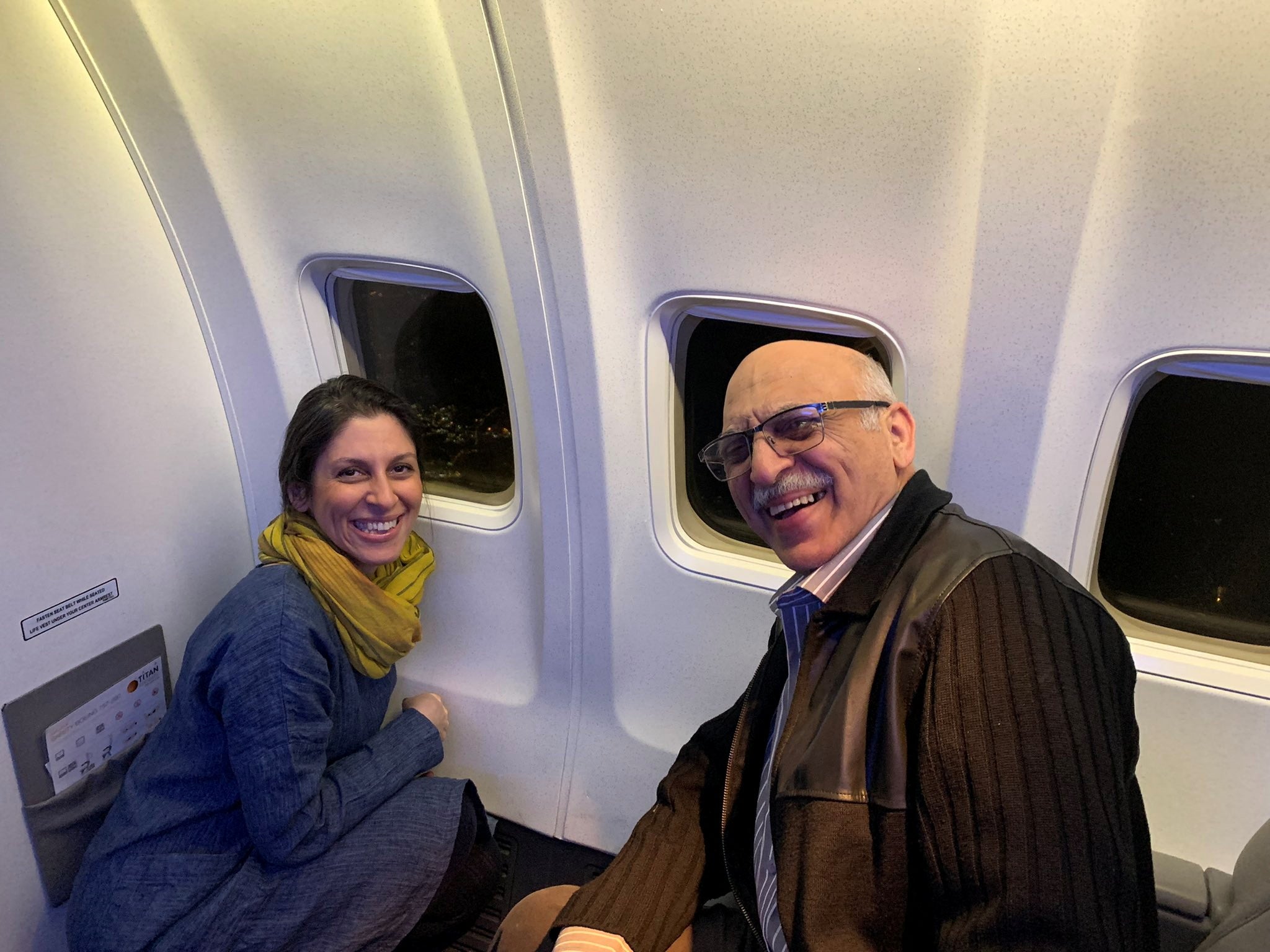 Mr Ashoori, pictured with Nazanin Zaghari-Ratcliffe, on their way back to the UK after being released from prison