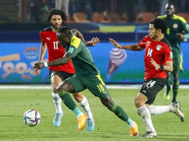 <p>Sadio Mane in action against Egypt</p>