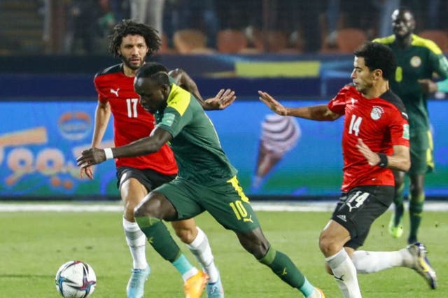 <p>Sadio Mane in action against Egypt</p>