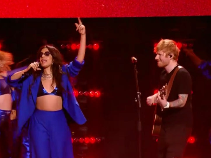 Camila Cabello and Ed Sheeran perform during Concert for Ukraine