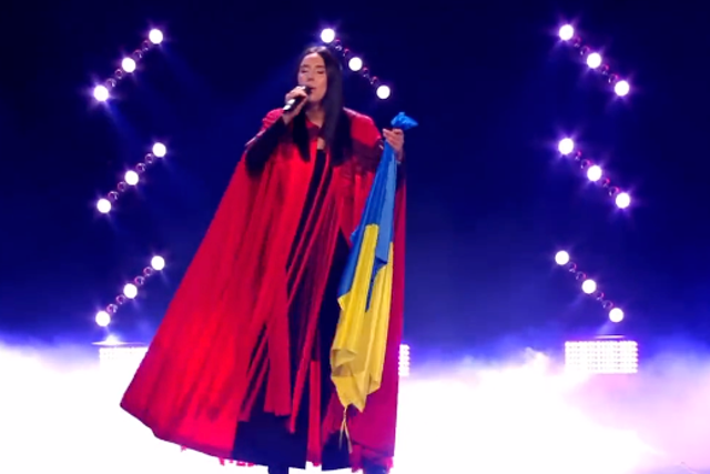 <p>Jamala performing during Concert for Ukraine</p>