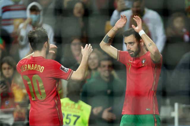 Bruno Fernandes booked Portugal’s place at the World Cup finals (Luis Vieira/AP)