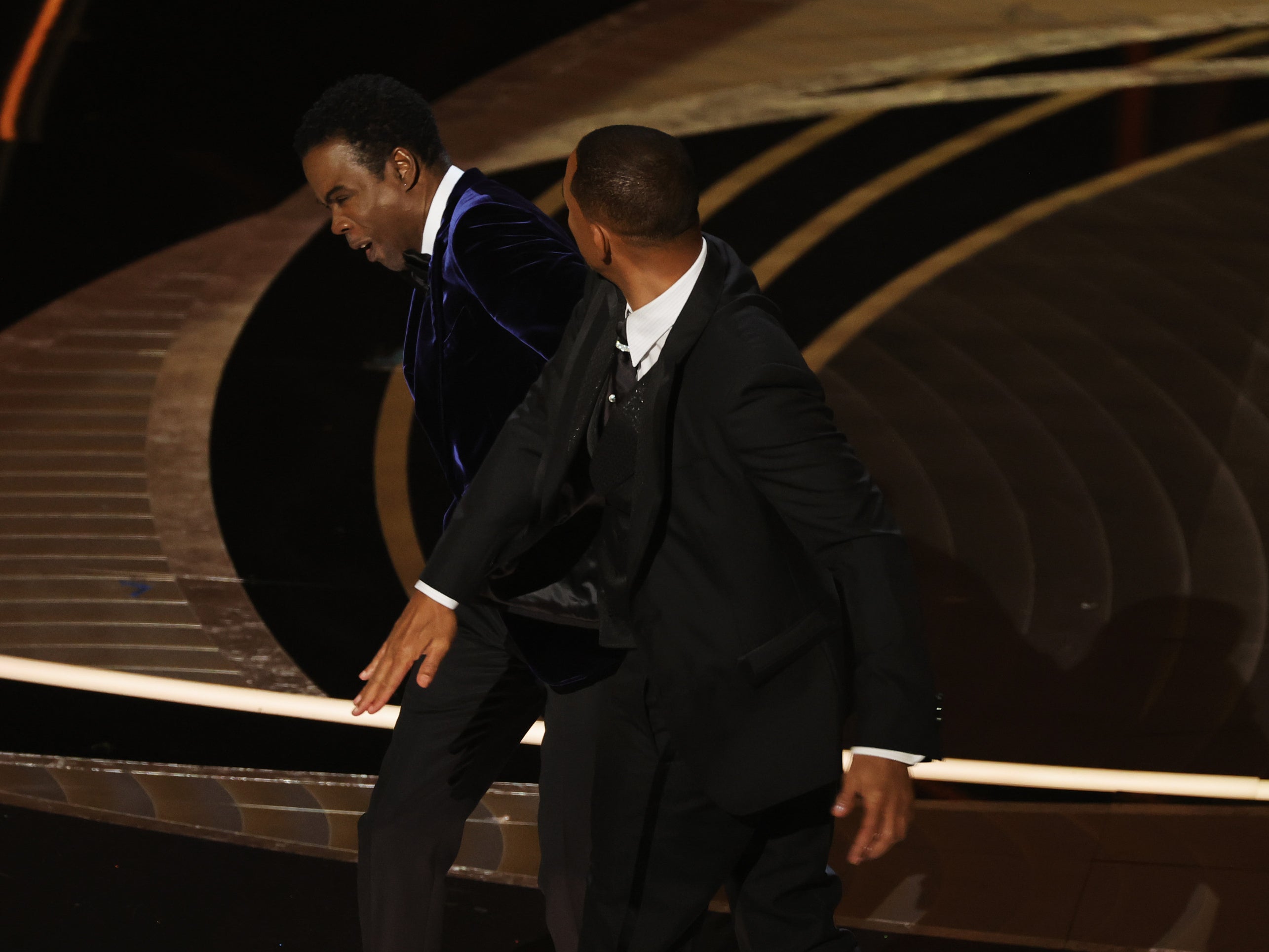 The moment when Will Smith struck Chris Rock onstage at the 94th Academy Awards on Sunday (27 March)