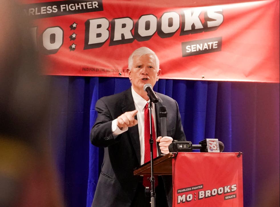 <p>Former Trump endorsee Mo Brooks on the campaign trail</p>