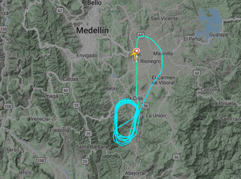 The flight circled Medellin airport for 45 minutes to burn fuel before landing