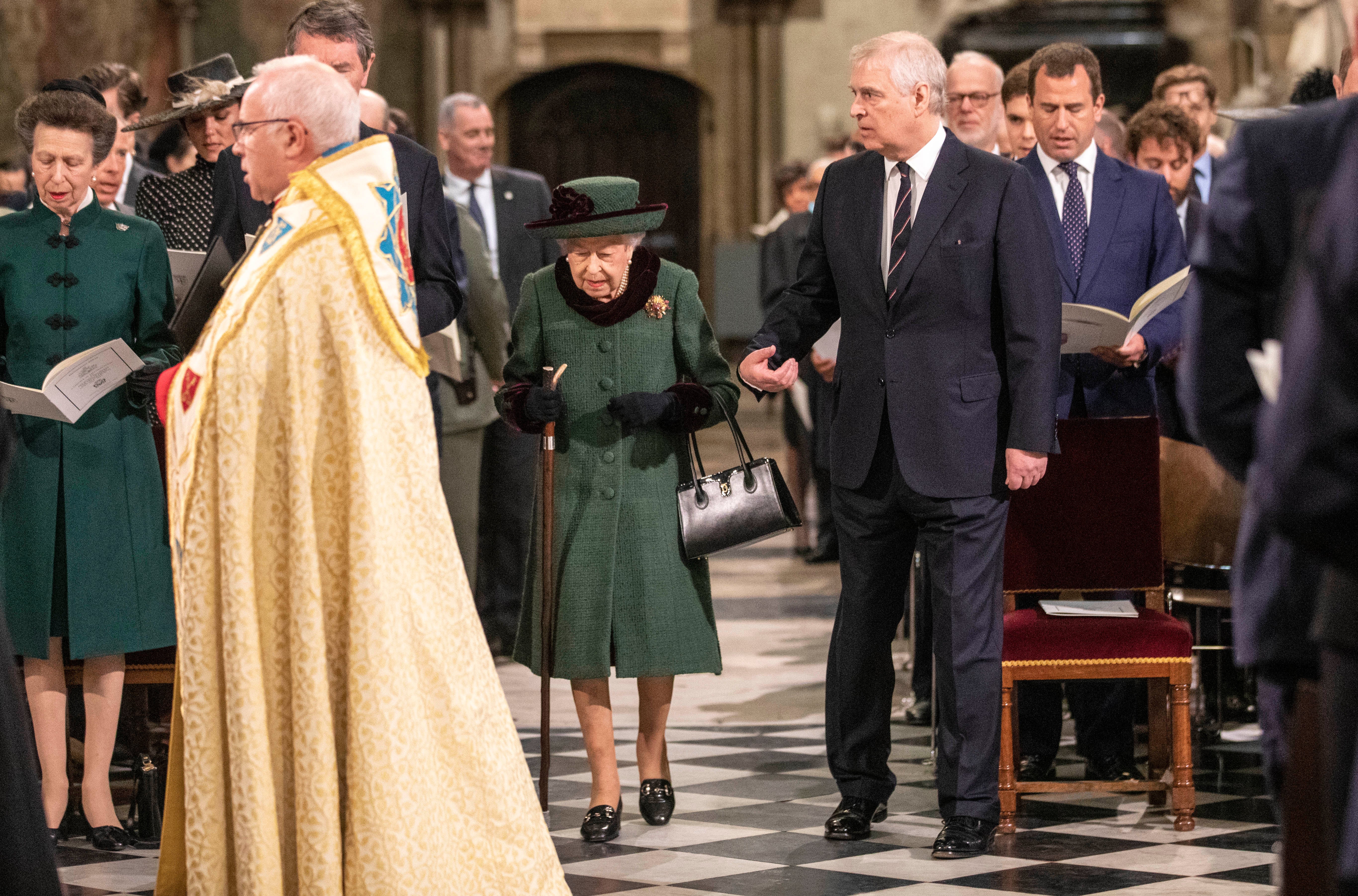 The Queen and Prince Andrew arrive at Prince Philip’s memorial in March