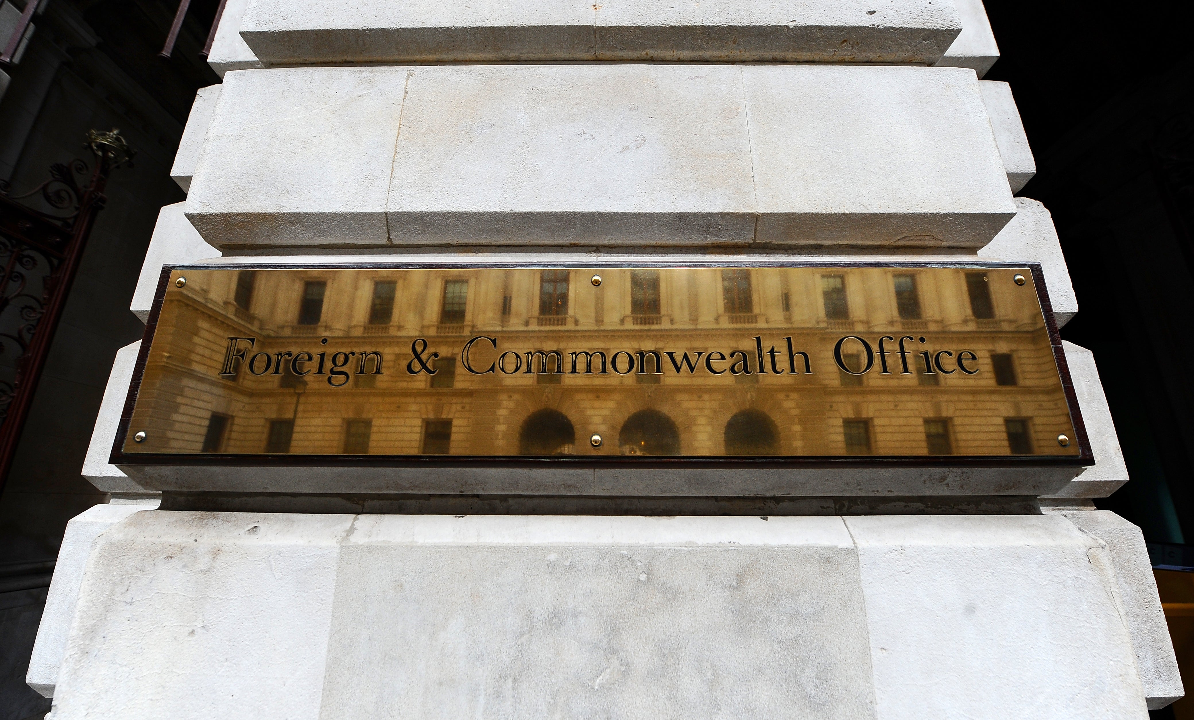 A stock picture of a general view of the sign on the Foreign Office in central London.