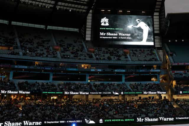 A memorial service for Shane Warne took place at the MCG on Wednesday (Asanka Brendon Ratnayake/AP)