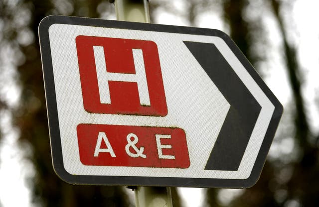 General view of a road sign for a Hospital and Accident and Emergency department (Andrew Matthews/PA)