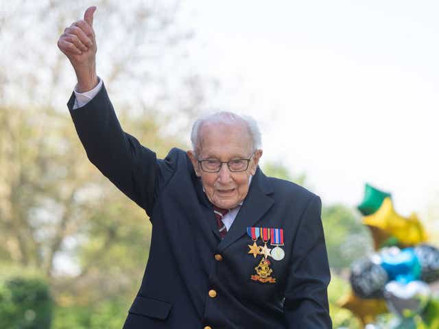<p>The Second World War veteran inspired hope during the first national Covid-19 lockdown in 2020, Captain Sir Tom Moore raising nearly £39m, including gift aid, for NHS Charities Together by walking laps of his garden</p>