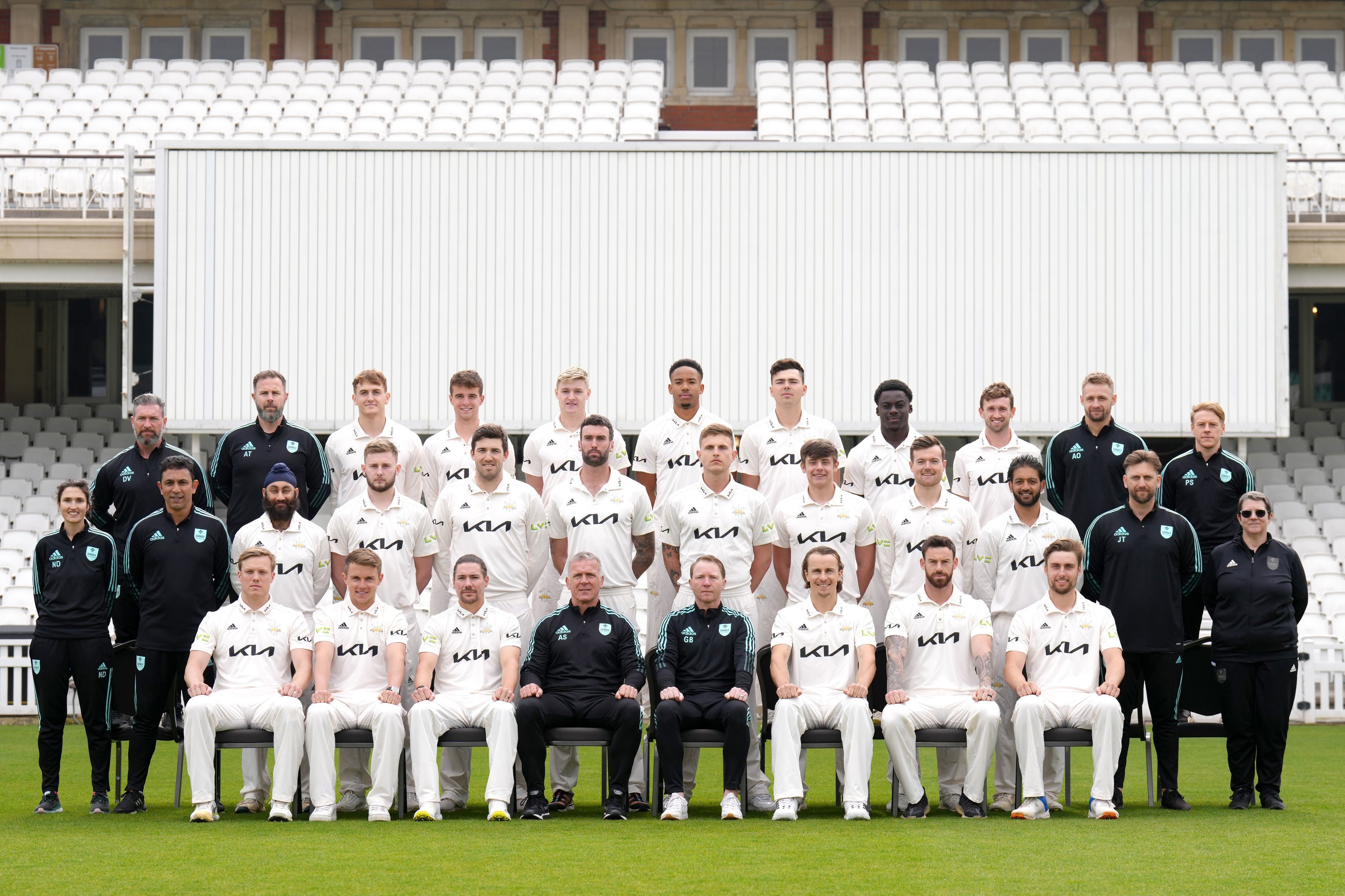 The Surrey squad pose for a team photograph for the 2022 season (John Walton/PA)