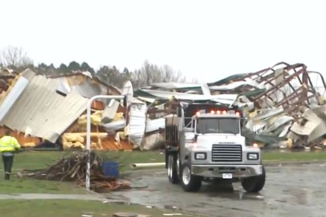<p>A tornado has destroyed part of the building at George Elementary school in Springdale, Arkansas</p>