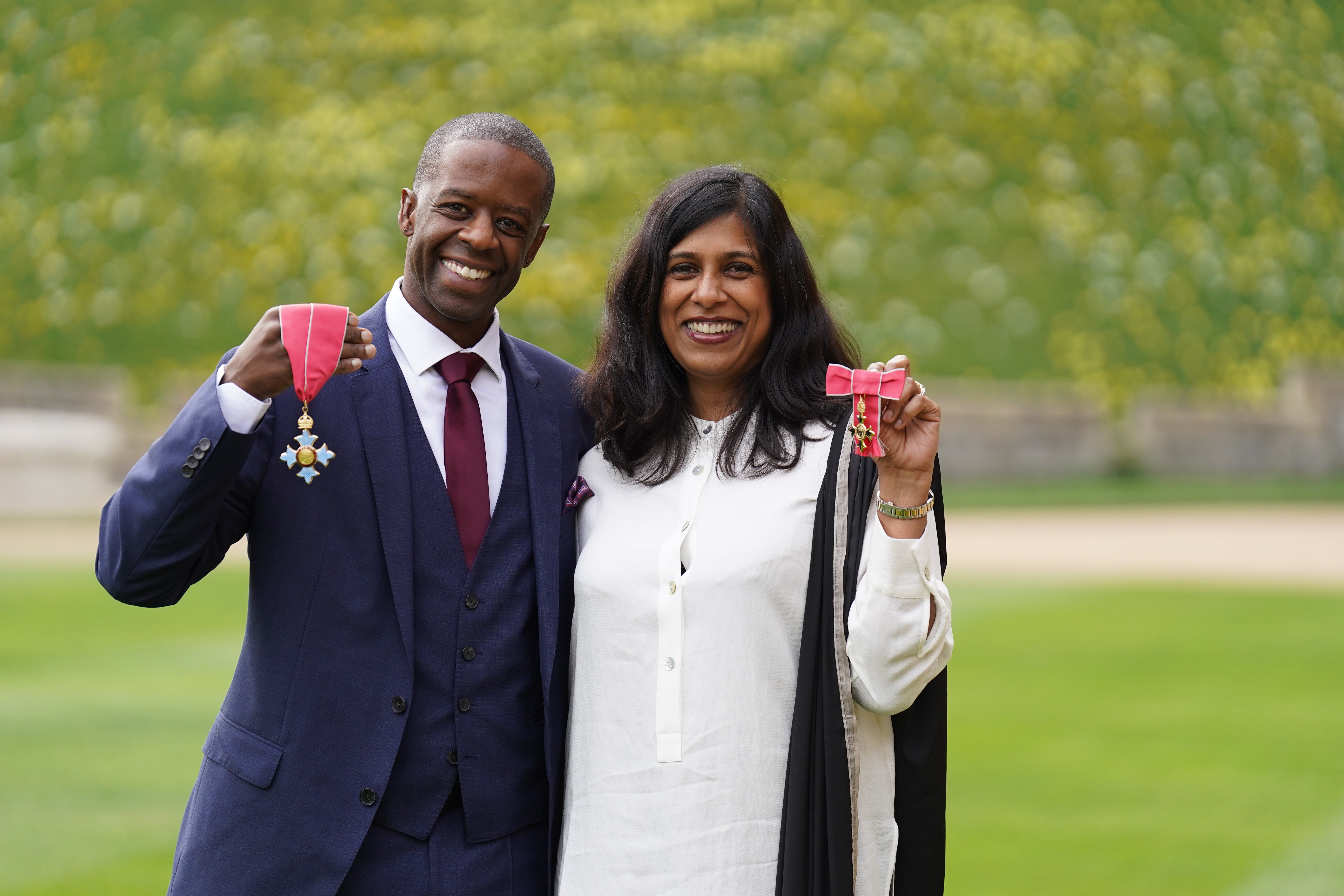 Acting couple plan champagne celebration after both collected royal honours The Independent
