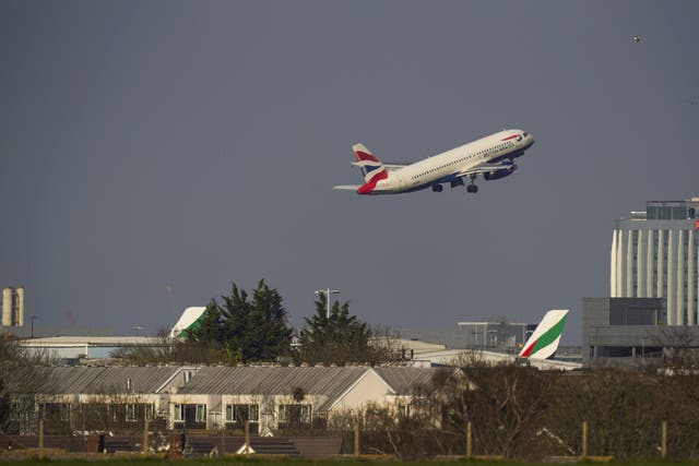 A British Airways plane takes off from Heathrow airport in West London (Steve Parsons/PA)
