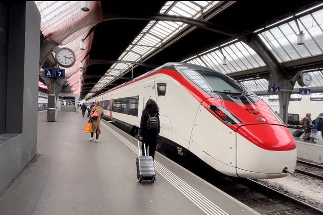 <p>Jo Kibble’s favourite train en route: the Zurich-Milan Expresss</p>