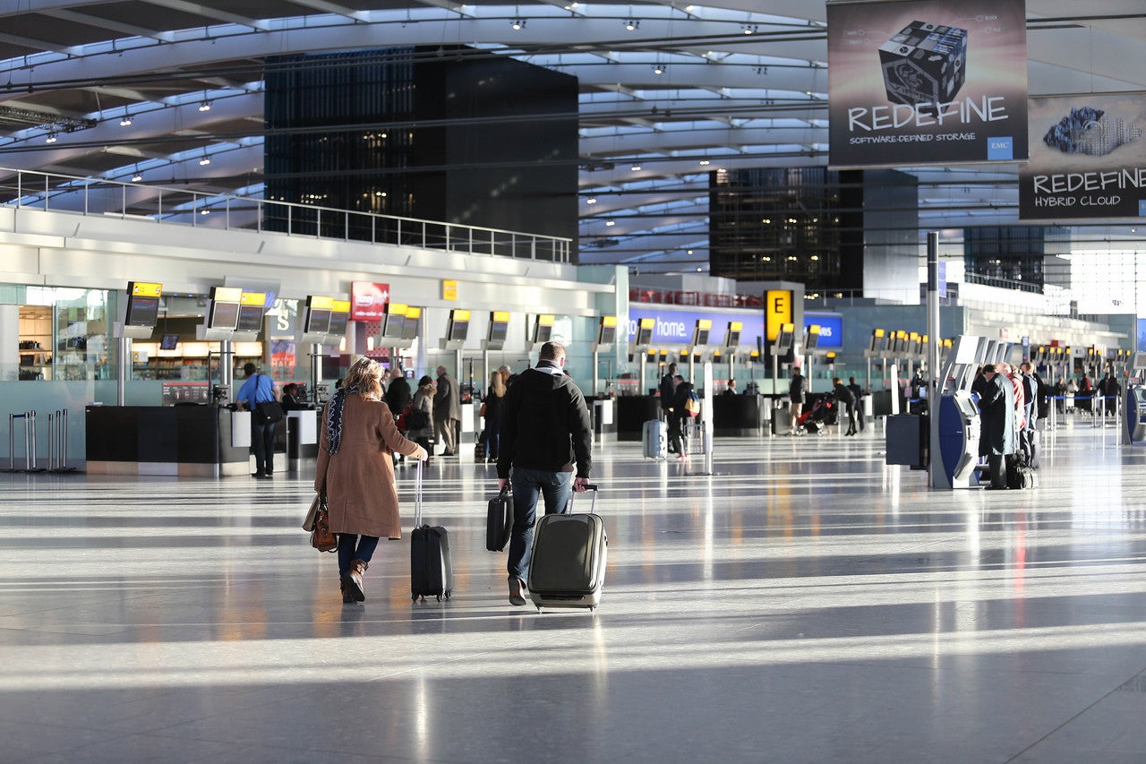 Better days: Check-in concourse at Heathrow Terminal 5, BA’s main base