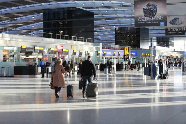 <p>Better days: Check-in concourse at Heathrow Terminal 5, BA’s main base</p>